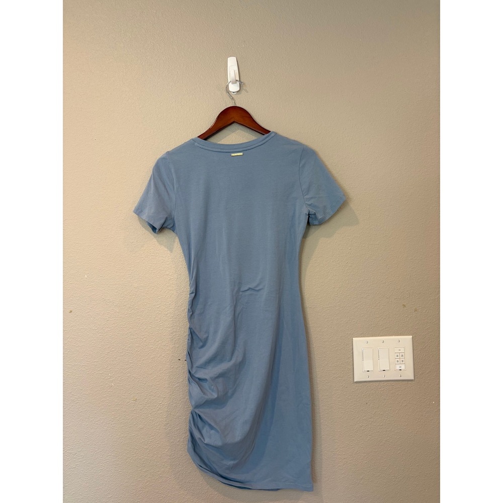 Michael Kors Ruched Side T-Shirt Dress Medium Light Blue Adjustable Drawstring - Picture 6 of 9